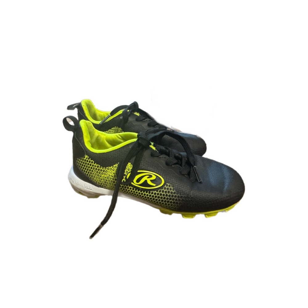 Rawlings Division II Baseball Cleats Youth 11 Black Neon Yellow Good Condition